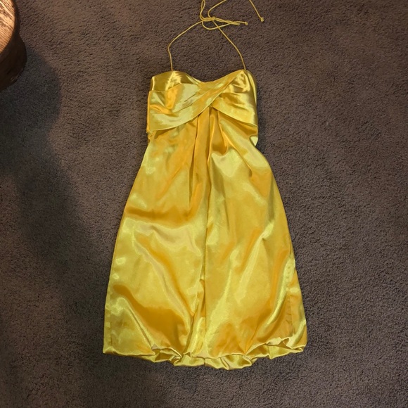 yellow shiny dress